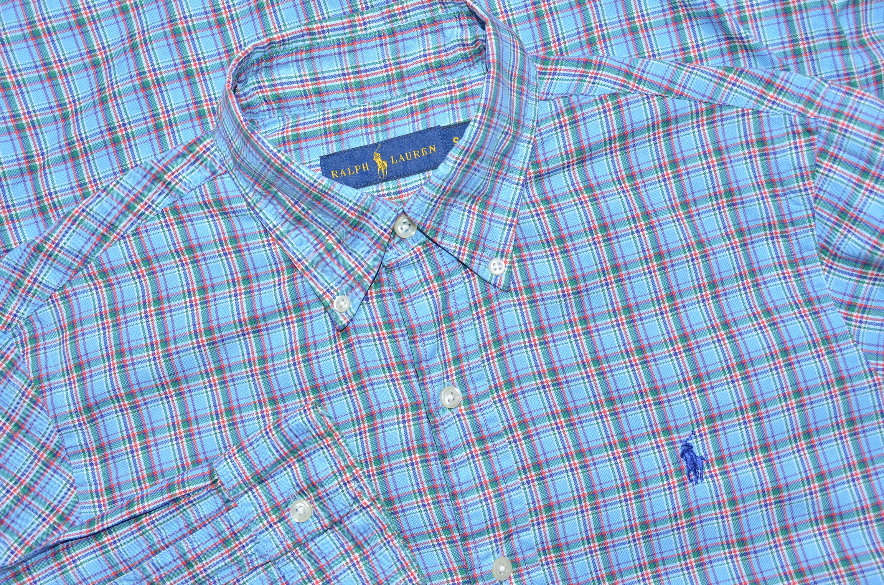 Ralph Lauren Men's Long Sleeve Checked Shirt Blue Cotton Size S