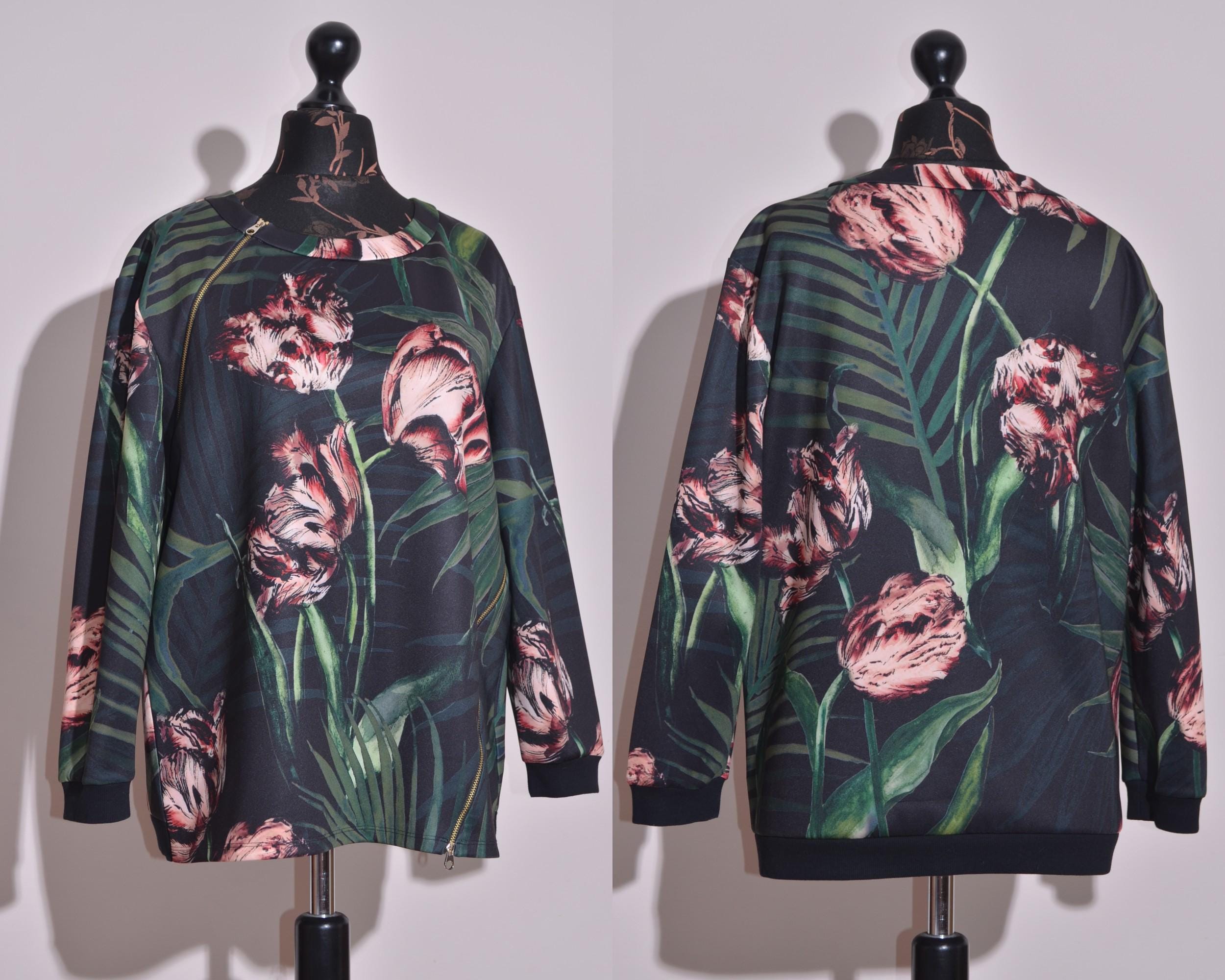 Ted Baker London Errin Women's Floral Print Sweatshirt Crew Neck Green One Size