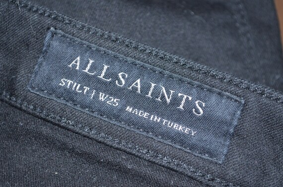 All Saints Womens Jeans Black Denim Slim Fit Skinny Stilt Size W25 