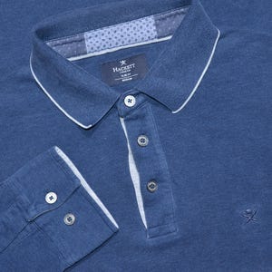 Chemise Homme Hackett London Taille L Bleu Uni - Coupe Slim Manches Longues Coton - Occasion Très Bon état