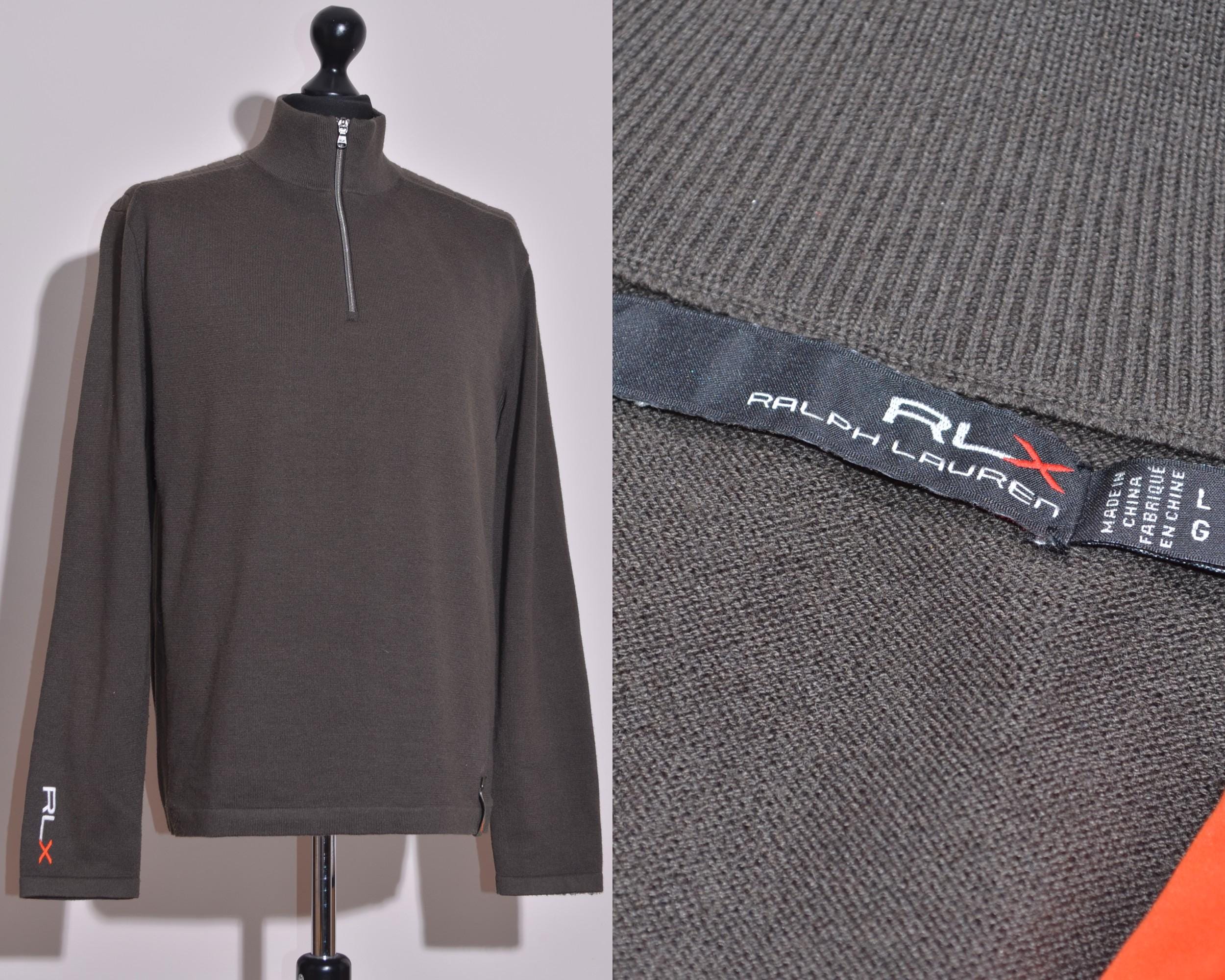 RLX Ralph Lauren Men's Jumper Wool Blend Khaki Brown 1/4 Zip Size