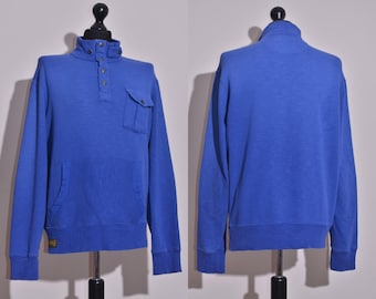 Suéter vintage Polo Ralph Lauren con cierre de presión de 1/4, azul medio, para hombre, talla L