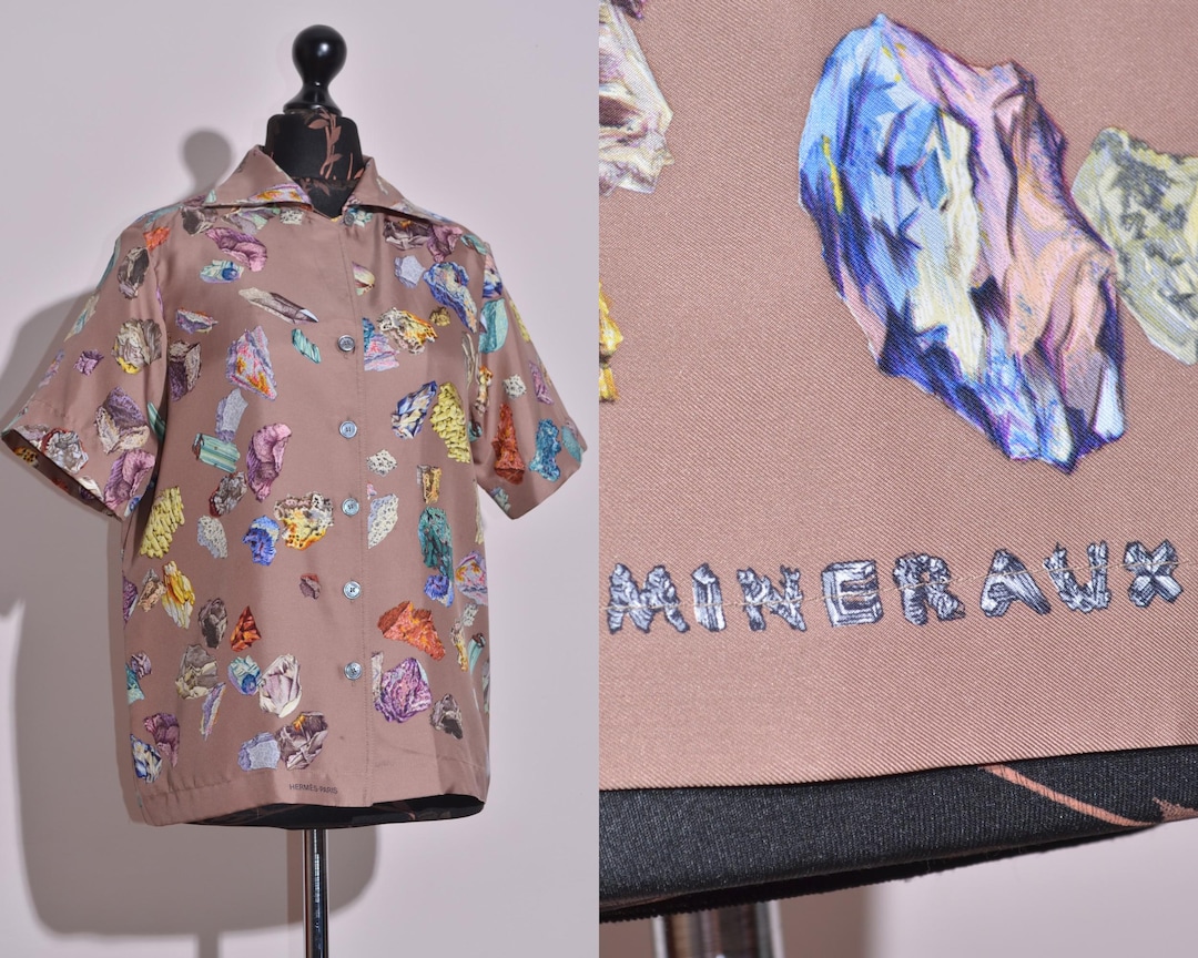 希少 HERMES CANNES et POMMEAUX SILK Shirt
