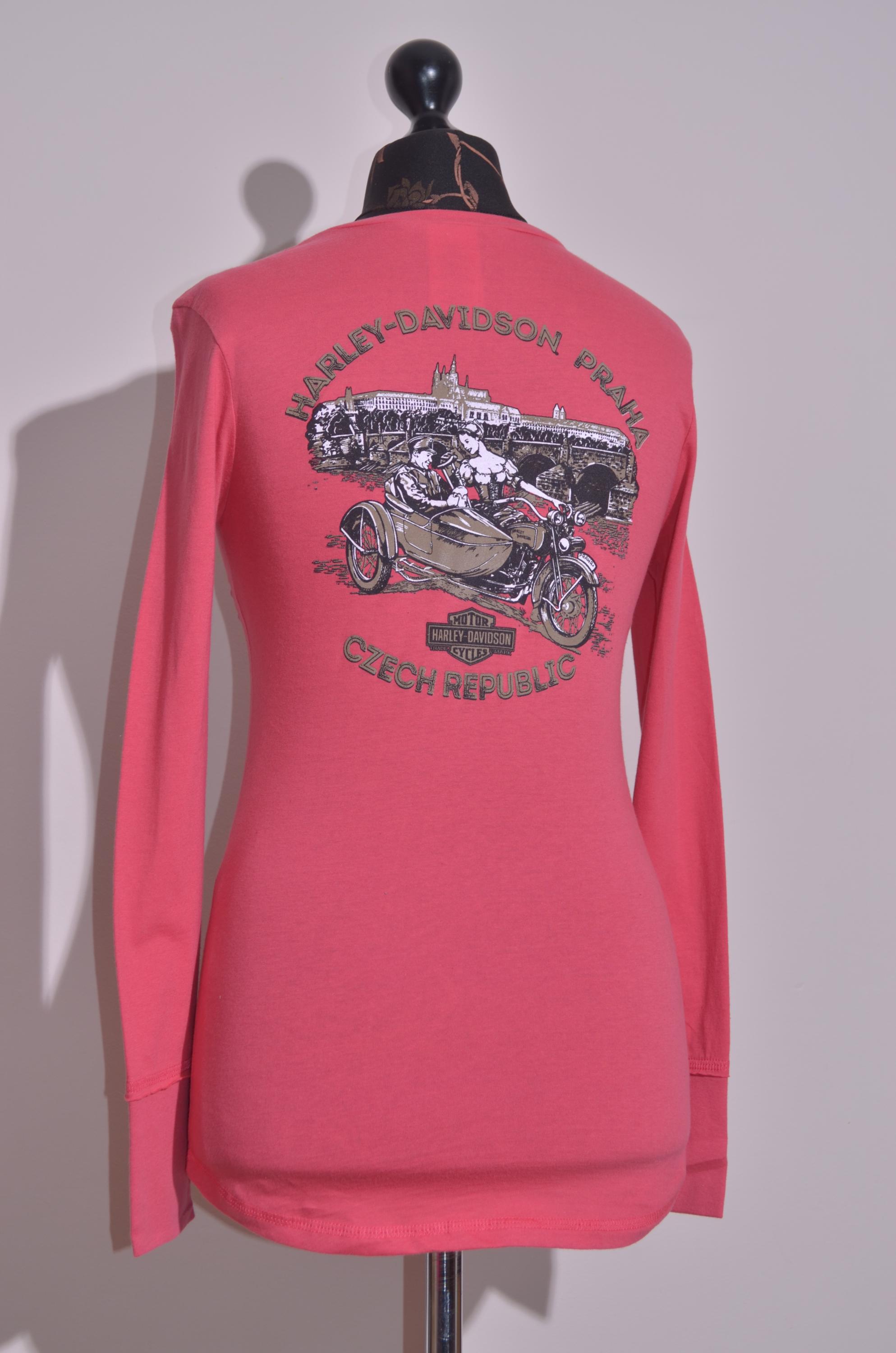 Harley-davidson Pink Long Sleeve Graphic Top Prague Czech Republic