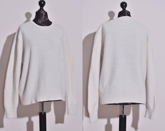 All Saints Lymore Crew Mens Jumper Sweater Wool Blend Beige Long Sleeve Size L