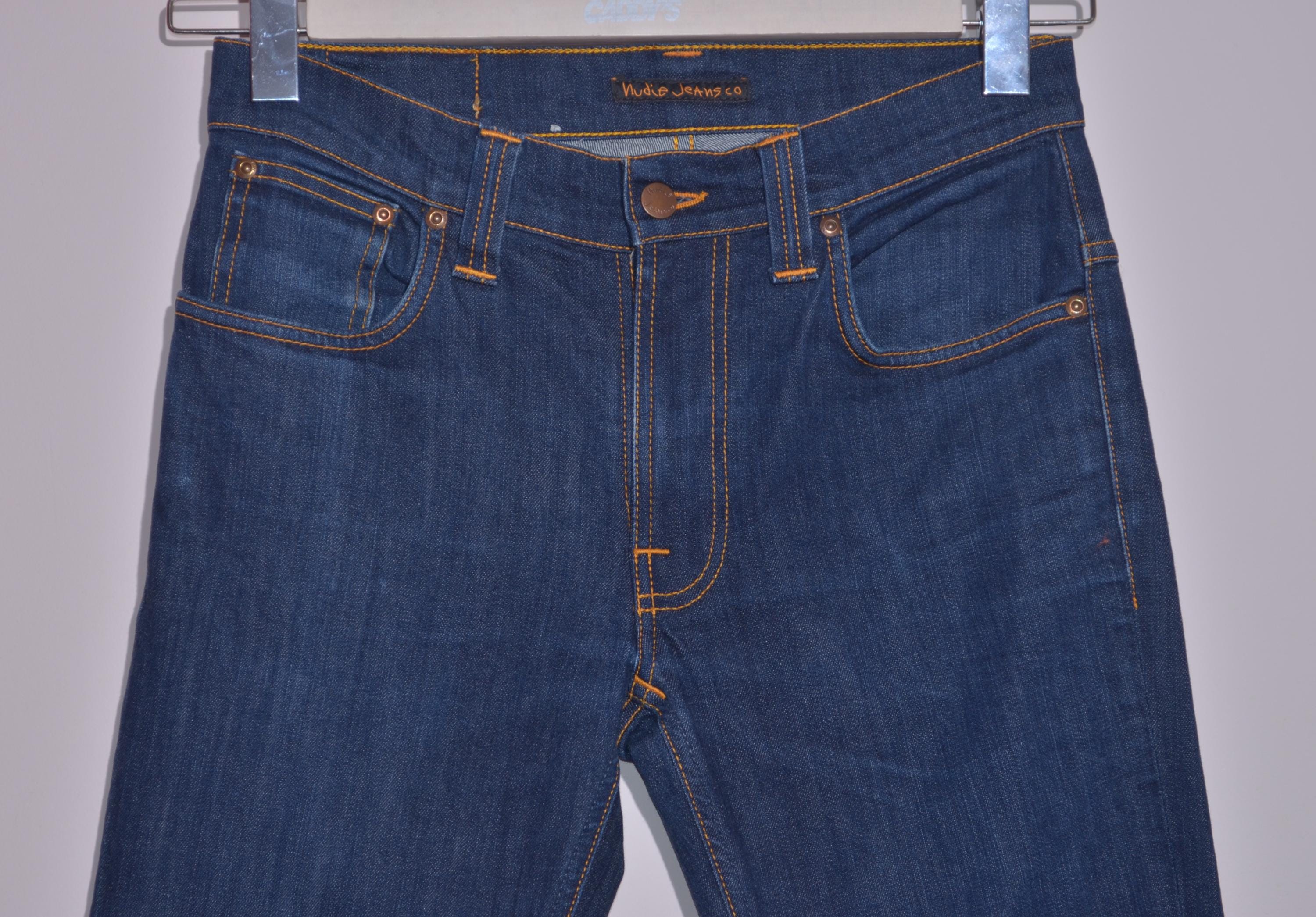 Nudie Jeans Thin Finn Org Dry Ecru Embo Slim Fit Raw Denim Men W31 