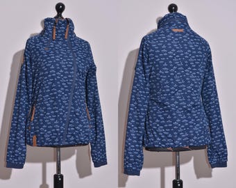 NAKETANO Women's Jacket Blue High Neck Full Zip Size M