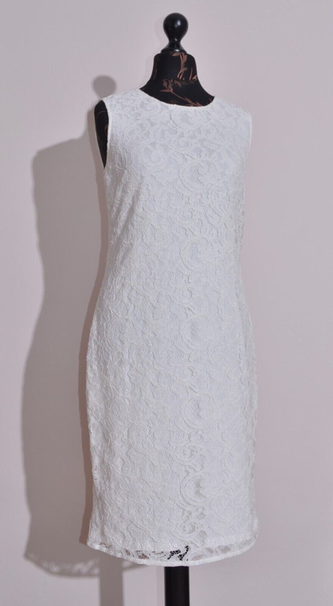 Armani Jeans Women's Milk White Shift Sleeveless Lace Dress