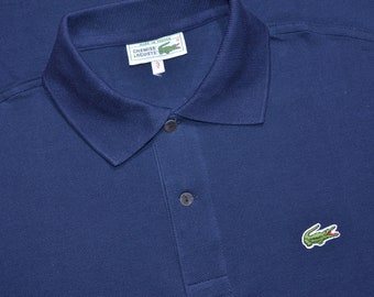 Lacoste Mens Vintage Navy Polo Shirt Short Sleeve Cotton Size 3 / S