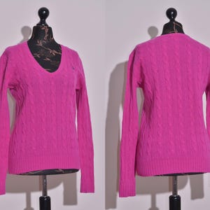 Polo Ralph Lauren Women&#39;s Cable Knit Sweater Jumper Wool V-Neck Size M
