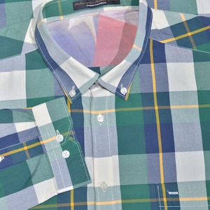 Barbour International Steve McQueen Collection Men&#39;s Green Check Shirt Size L