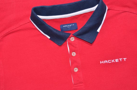 Hackett Golf Men s Polo Shirt Red Short Sleeve Cotton Size L Etsy