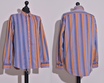 Robert Graham Men's Button Up Shirt Long Sleeve Colorful Size XL Striped Purple
