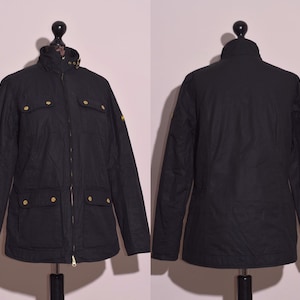 Barbour International Women&#39;s Heyford Waxed Jacket Black Countryside Coat UK14