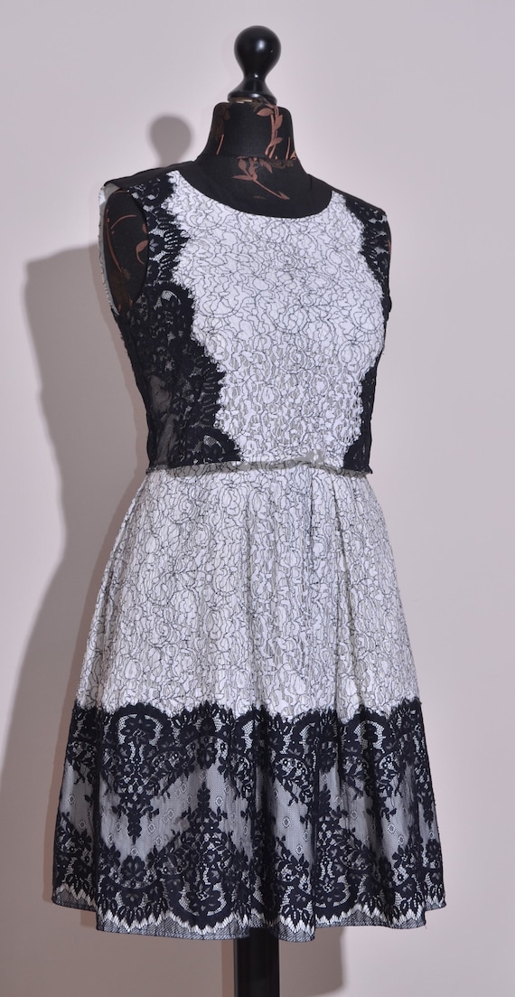Karen Millen Women Lace Zip Back Sleeveless Dress White / Black Size UK10 /  US6 - Etsy