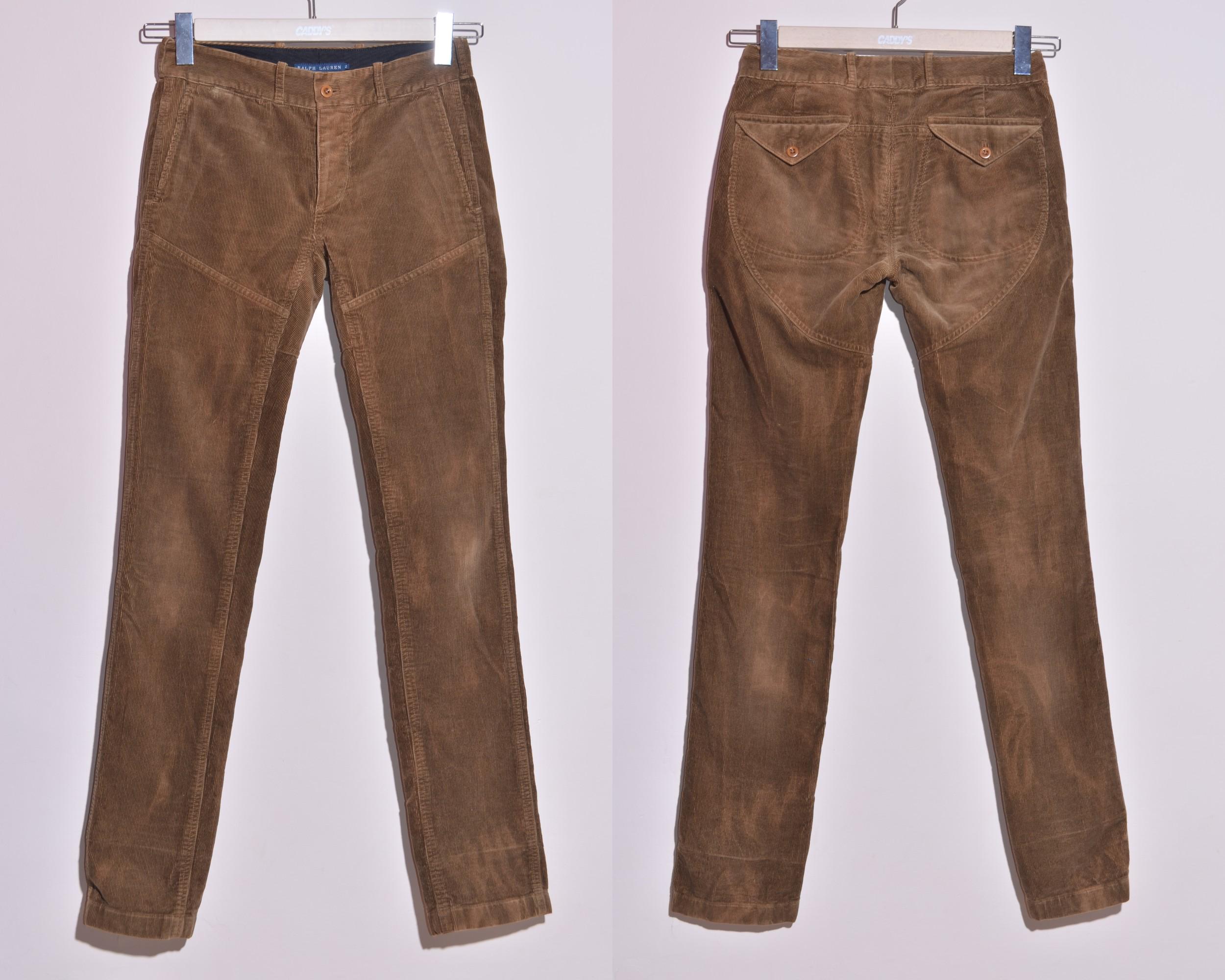 Vintage Ralph Lauren Dark Brown Cotton Corduroy Pants Size 0 Y2K
