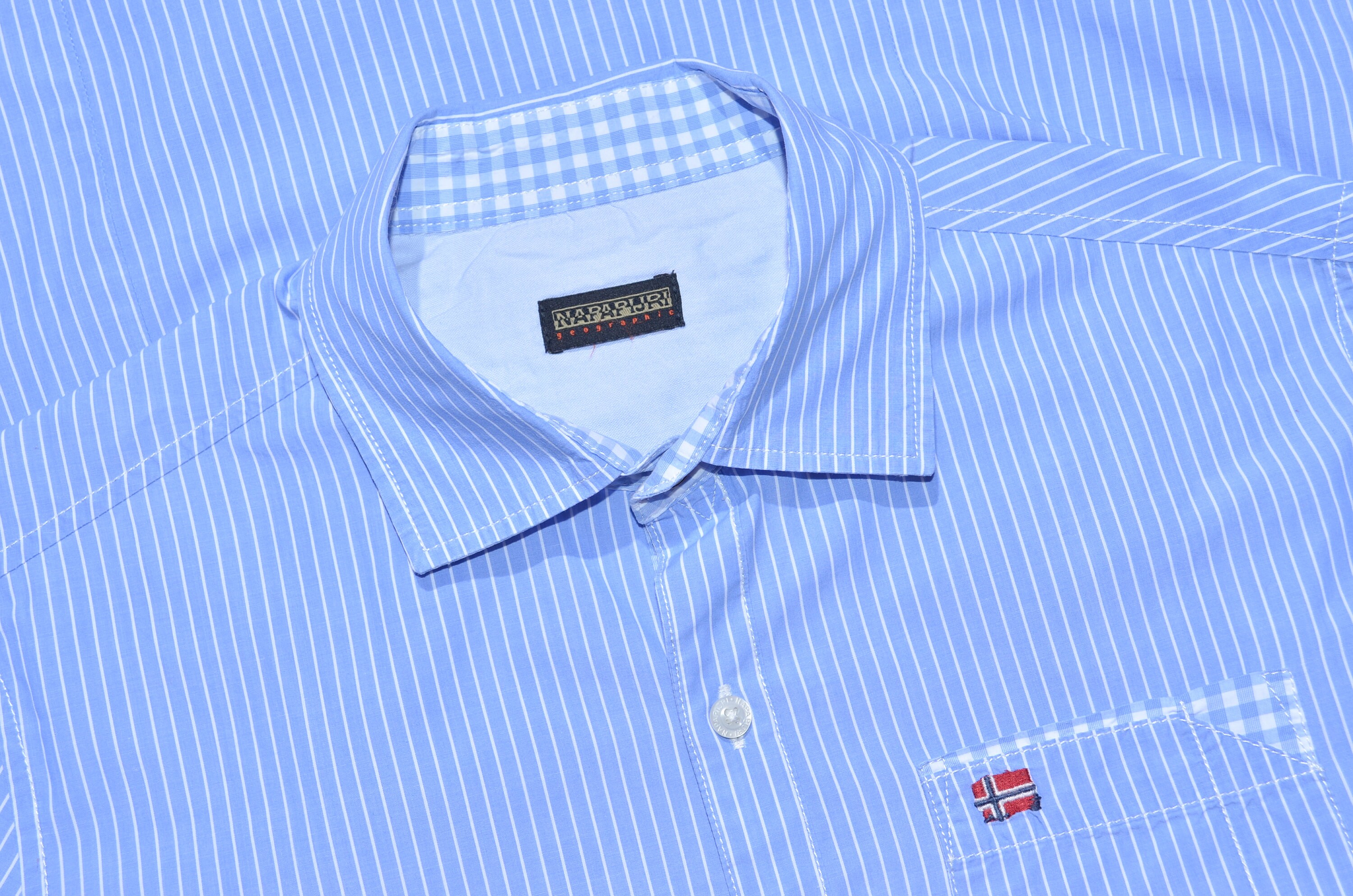 Napapijri Chemise a manches longues bleue pour homme Coupe slim rayee Taille S Etsy France