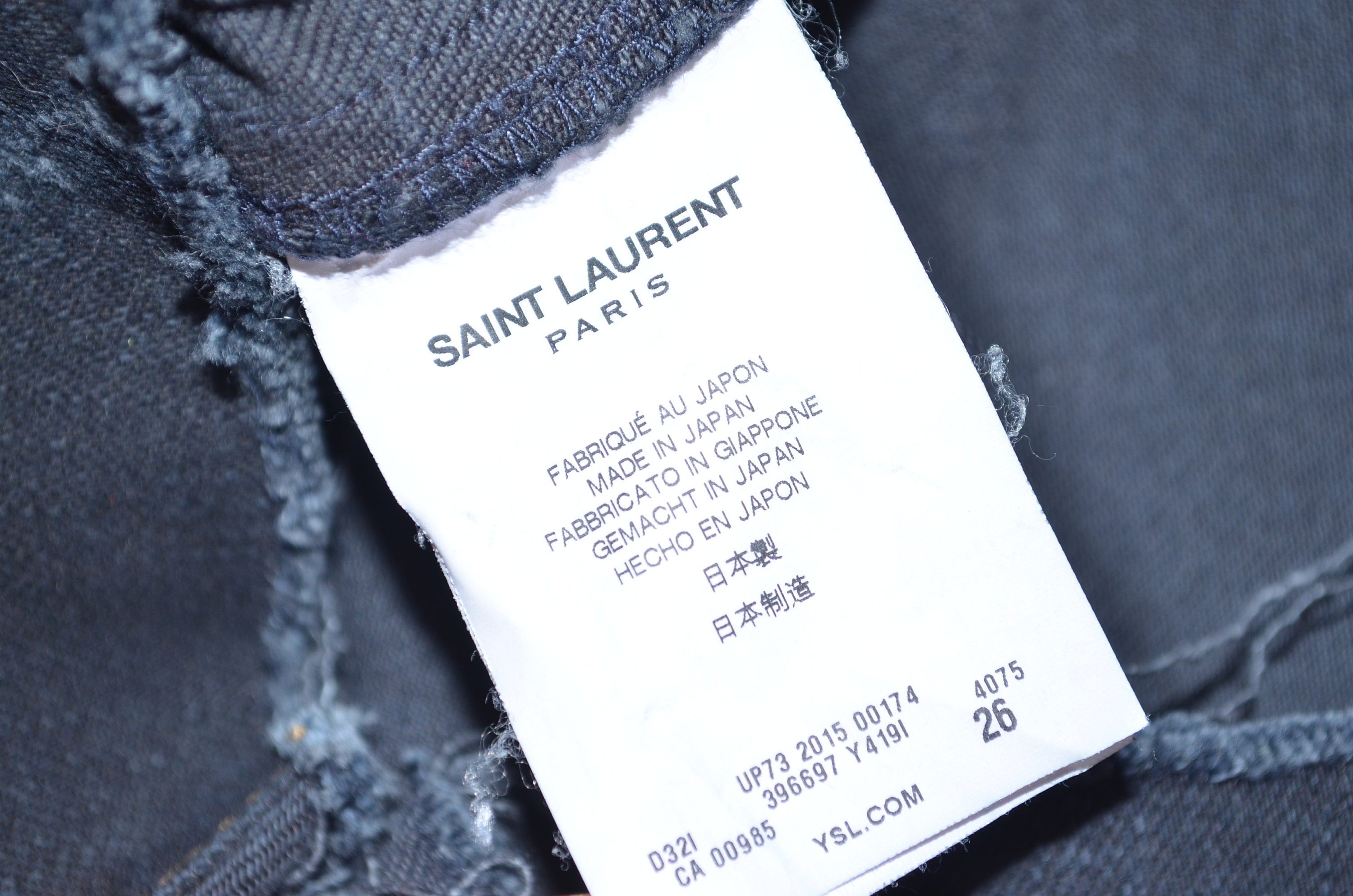 Saint Laurent Paris YSL Womens Black Distressed Denim Cut off 