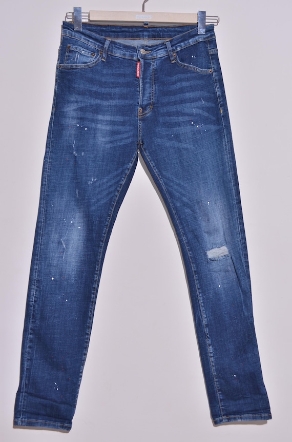 DSQUARED2 Ibrahimovic Icon Men's Jeans Denim Blue Distressed Size