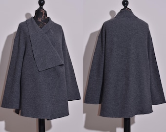 Womens OSKA Wool Coat Lightweight Grey 1 Button Long Sleeve Size 2 / M