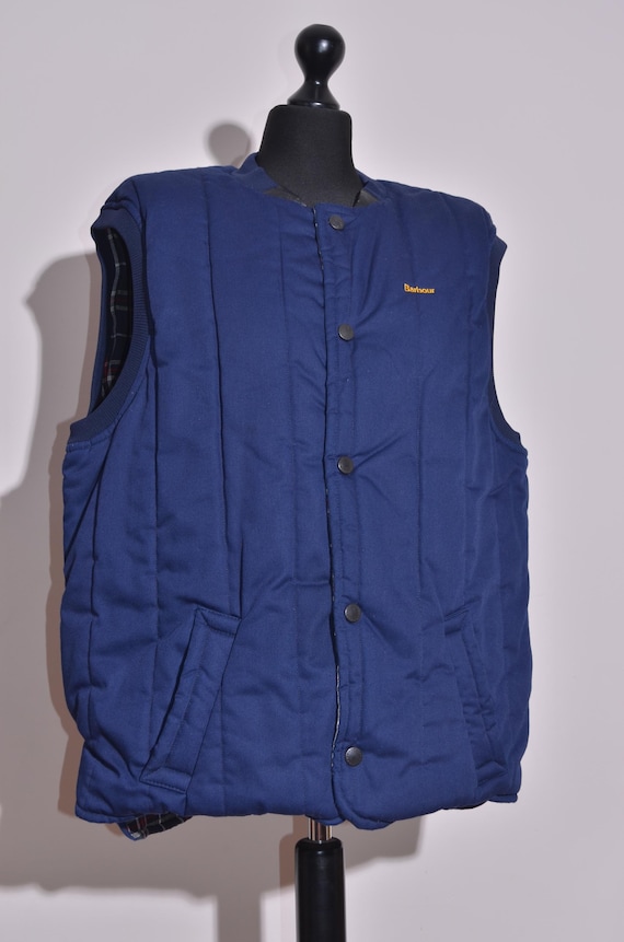 Barbour Men's Vintage Padded Waistcoat Gilet Vest Quilted Blue