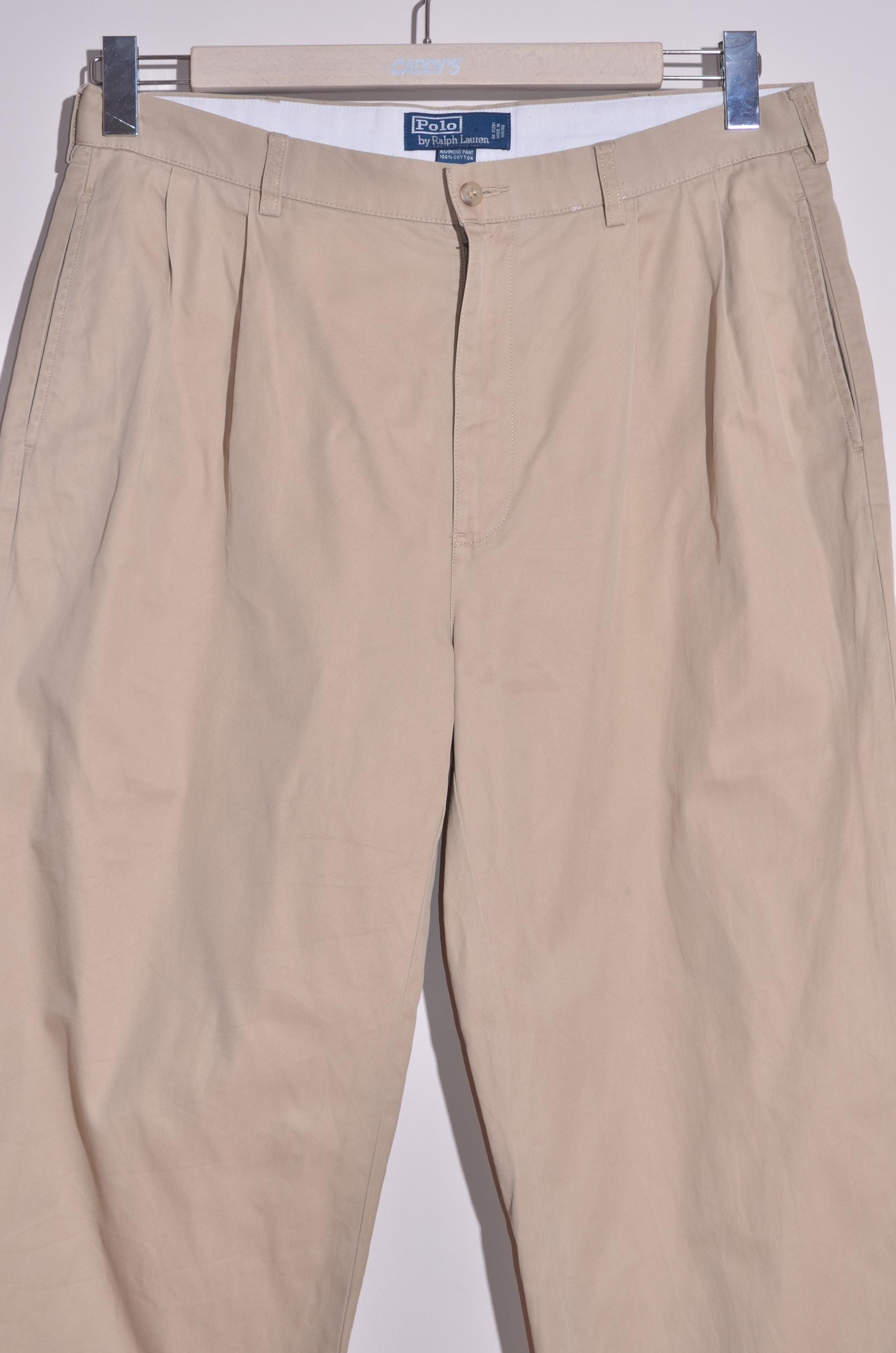 VTG Polo Ralph Lauren Pants Mens 35X30 Beige Hammond Pant Pleated