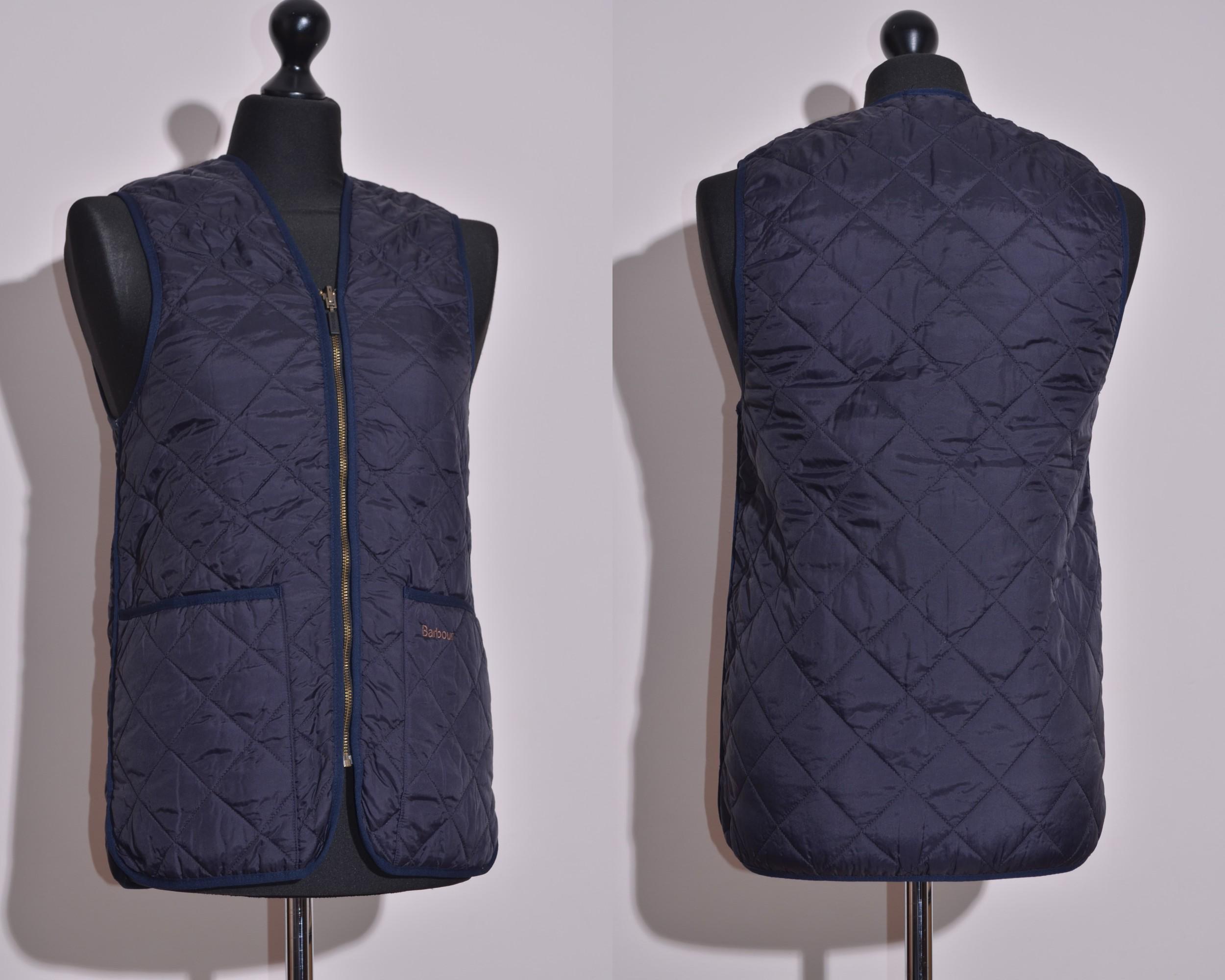 トップス BARBOUR QUILTED WAISTCOAT/ZIP 36 Barbour Men's Quilted Waistcoat Zip in Liner Navy Blue Gilet