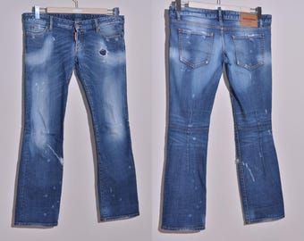 Dsquared2 レディース ブルー クロップド ローライズ スキニー