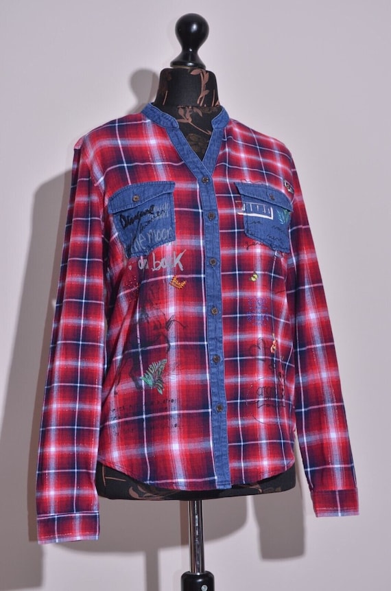 Chemise femme Desigual rouge a carreaux et manches longues imprimees taille M Etsy France