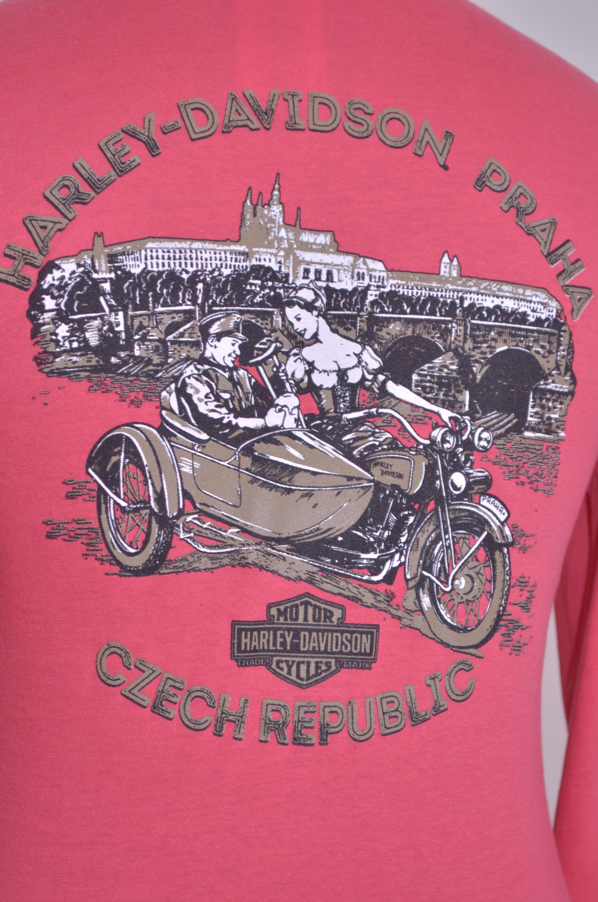 Harley-davidson Pink Long Sleeve Graphic Top Prague Czech Republic