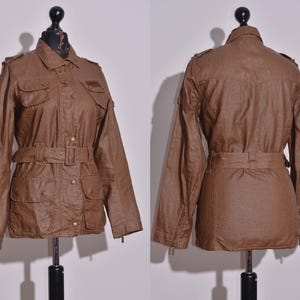 Chaqueta de lino marrón con cinturón Barbour Duralinen International para mujer, talla 8 del Reino Unido, 4 de EE. UU.