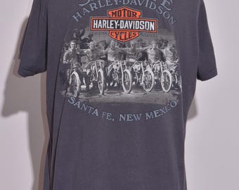 Harley-davidson Santa Fe T-shirt Mens Sz L Gray Biker Graphic Tee