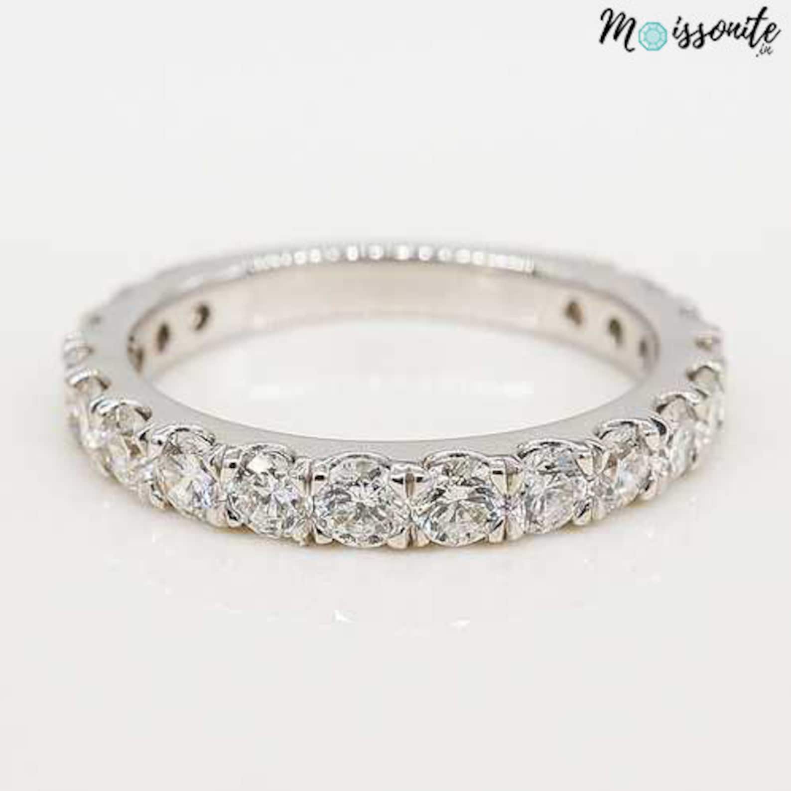 3mm Round Moissanite Eternity Band 10K/14 White Gold Wedding Etsy