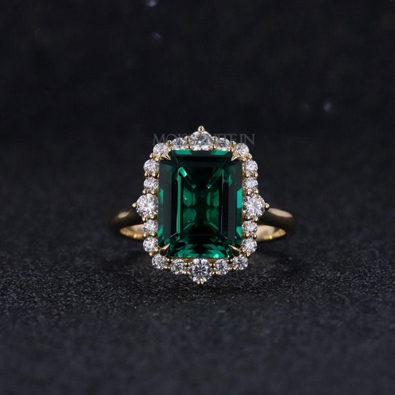 3ct Green Moissanite Engagement Ring Solitaire Emerald - Etsy