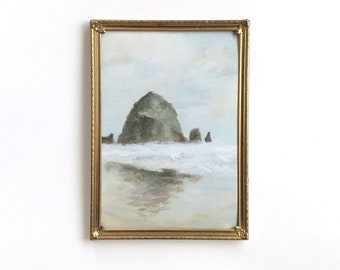 PRINT Haystack Rock - Cannon Beach Art, Oregon Coast Art Print, Coastal Art, Pacific Northwest Art, PNW, UNFRAMED