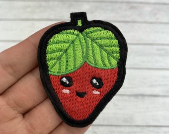 Strawberry Embroidered Patch | Iron-On Applique, Made in USA