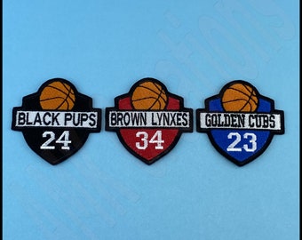 Parche bordado de equipo de baloncesto personalizado: Insignia de escudo personalizada