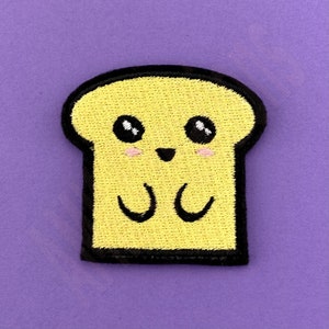 Cute Slice of Bread Embroidered Patch | Toast Embroidered Patch Iron on or Sew on | Adorable Wheat Bread Embroidered Patch