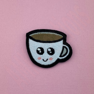Cute Coffee Cup Embroidered Patch | Coffee Cup Applique Patch | Adorable Coffee Cup Embroidered Patch | Embroidered Patch Iron on or Sew on