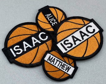 Custom Basketball Name Embroidery Patch | Basketball Embroidered Applique | Basketball T-shirt Décor  | Basketball Game Iron on or Sew on