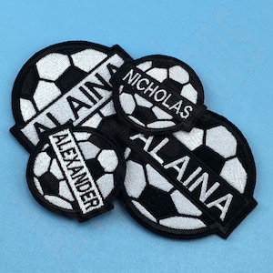 Custom Name Soccer Ball Embroidered Patch: Iron-On Applique
