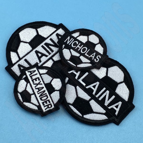 Custom Soccer Ball Embroidered Patch | Soccer Ball Embroidery Applique | Soccer T-shirt Decor | Custom Name Soccer Ball Iron on or Sew on