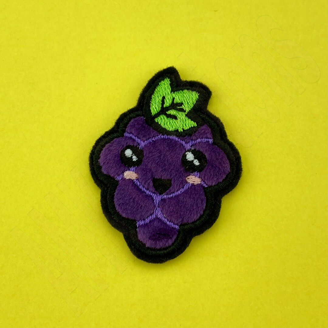 Furry Grape Embroidered Patch Cute Grape Applique Patch Purple