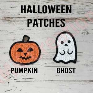 Halloween Embroidered Patch: Ghost or Pumpkin, Iron-On or Sew-On