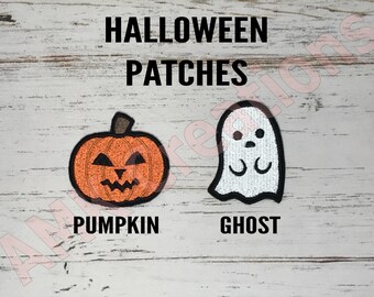 Halloween Embroidered Patch: Ghost or Pumpkin, Iron-On or Sew-On