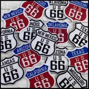 US Route 66 Embroidered Patch: Vintage Road Trip Iron-On Badge
