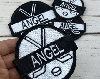 Parche de nombre de hockey sobre hielo personalizado: aplique termoadhesivo bordado