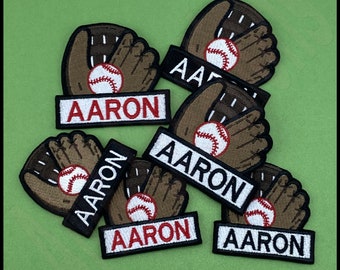 Personalized Baseball Glove Embroidered Patch: Custom Name, Iron-On or Sew-On