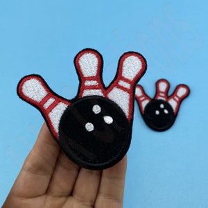 Bowling Embroidery Patch | Bowling Ball and Pins Applique Iron on or Sew on