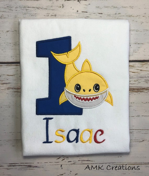 Baby Shark Birthday Shirt Baby Shark Applique Birthday Shirt Etsy
